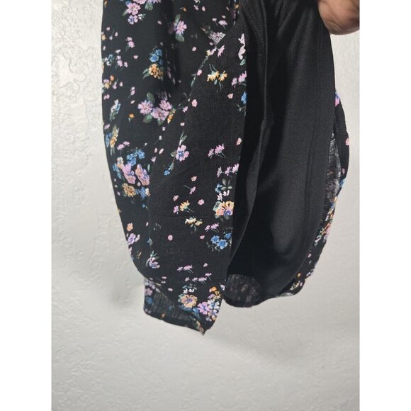 Girls Tank Black Floral Dress Linen Blend - Art Class L 10/12 - Picture 2 of 5